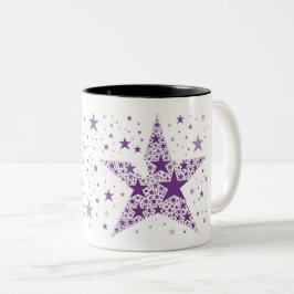 Taza Bicolor Estrella grande hecha de pequeñas estrellas en vio