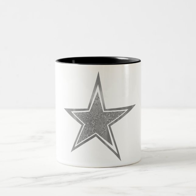 Taza Bicolor Estrella Purpurina de Faux de Plata (Centro)
