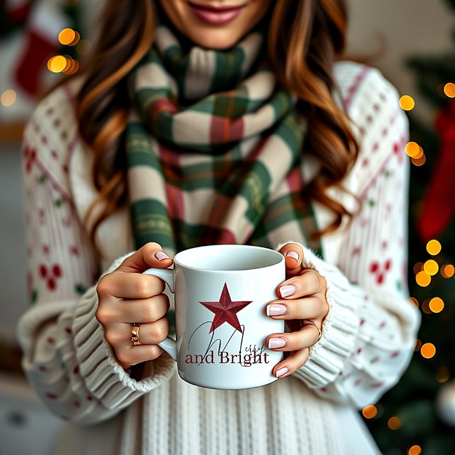Taza Bicolor Estrella rústica Merry & Bright personalizada (Subido por el creador)