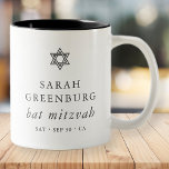 Taza Bicolor Estrella simple y elegante de David Bat Mitzvah<br><div class="desc">El diseño se compone de tipografía sans serif y de una juguetona tipografía de escritura cursiva en un simple fondo. Disponible aquí: http://www.zazzle.com/store/selectpartysupplies</div>
