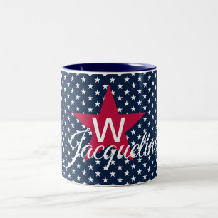 Taza Bicolor Estrellas blancas en monogramo naval