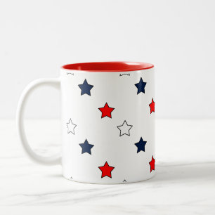 Taza Bicolor Estrellas blancas y azules rojas patrióticas