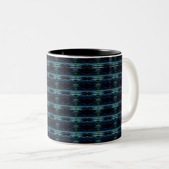 Taza Bicolor Estrellas de arcoiris verdes azules, patrón Artdec (Anverso derecho)