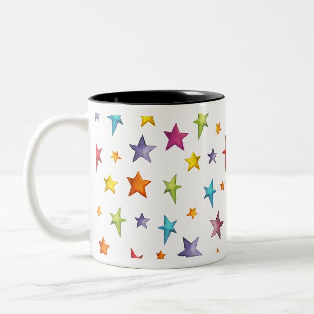 Taza Bicolor Estrellas de color acuático (Izquierda)