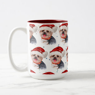 Taza Bicolor Estrellas de Navidad de la raza de perro Yorkshire