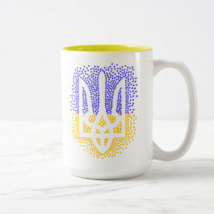 Taza Bicolor Estrellas de tridente de heraldry de Ucrania