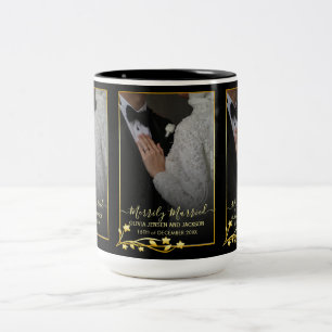 Taza Bicolor Estrellas nocturnas de oro foto de Boda de Navidad