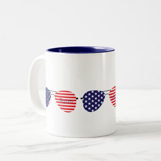 Taza Bicolor Estrellas patrióticas Stripes Aviador Nombres de g (Anverso izquierdo)