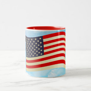 Taza Bicolor Estrellas Rayas Bandera Americana Honra Libertad T