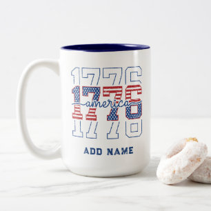 Taza Bicolor Estrellas y Barras Personalizadas 1776 Aniversario