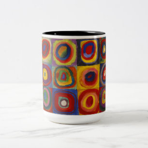 Taza Bicolor Estudio de color: cuadrados con círculos concéntri