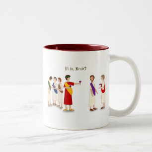Taza Bicolor ¿Et Tu Brute? Julio César en un Fiesta