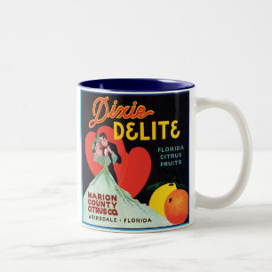 Taza Bicolor Etiqueta de calibre dióxido de vintage