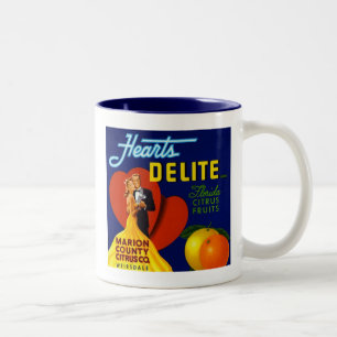 Taza Bicolor Etiqueta de la fruta cítrica de Delite de los