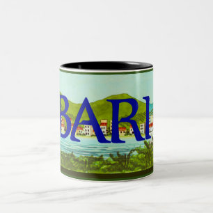 Taza Bicolor Etiqueta de uva de cosecha de bari Italy Mug