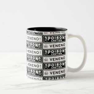 Taza Bicolor Etiquetas de veneno antiguas