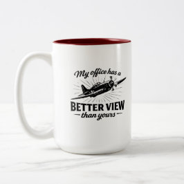 Taza Bicolor etter View Pilot WWII Plane Humor Tee