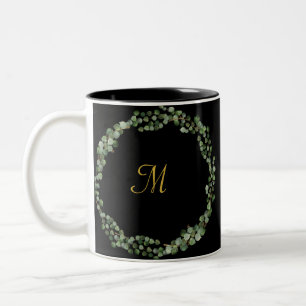 TAZA BICOLOR EUCALÍPTUS DE ORO NEGRO MONOGRAM 2 CAFÉ MUG