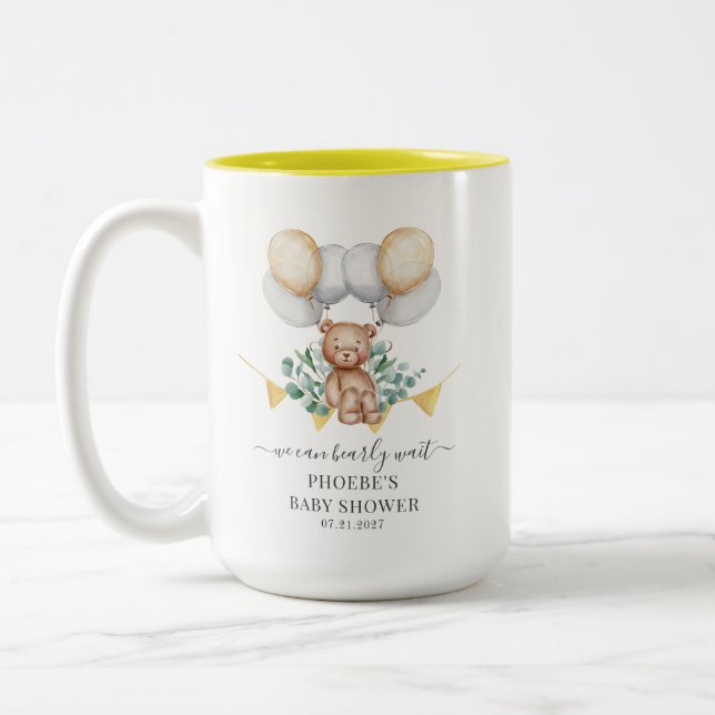 Taza Bicolor Eucalyptus Baby Shower Bearly Wait Bear & Balloons (Izquierda)