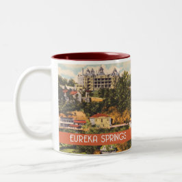 Taza Bicolor Eureka Springs, ilustracion vintage de Arkansas