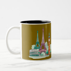 Taza Bicolor Europa emblemática: Panorama Mug