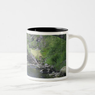 Taza Bicolor Europa, Noruega. Puente de piedra en ruta a Bergen