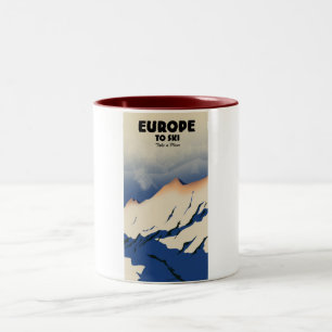 Taza Bicolor Europa para esquiar "toma un avión"