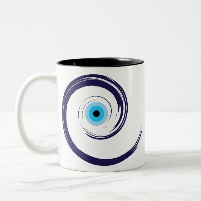 Taza Bicolor Evil EyeEvil Eye Artistic Blue Greek (Izquierda)