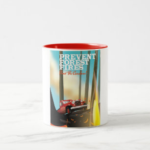 Taza Bicolor Evitar el poster de seguridad de incendios foresta