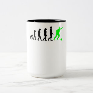 Taza Bicolor Evolución del fútbol (verde)