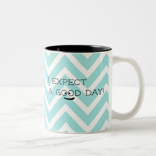 Taza Bicolor Expectativa Positiva Buen Día Chevron Azul
