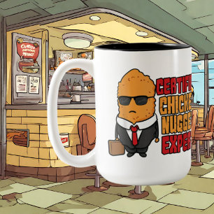 Taza Bicolor experto en nugget de pollo gracioso añadir monogra