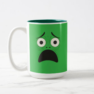 Taza Bicolor Expresiones faciales de dibujos animados, cara asu