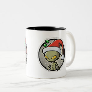 Taza Bicolor Extranjero Navidad Sticker Art Dos-Tone Mug, 11 oz