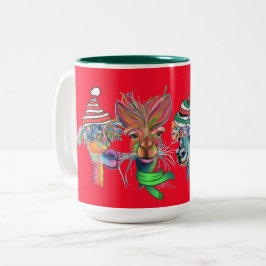 Taza Bicolor extravagante fango de vacaciones alpacas