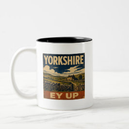 Taza Bicolor Ey Up Yorkshire Póster de Viaje Retro