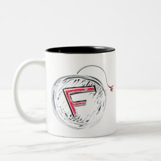 Taza Bicolor F Bomba| Es un doodle de una bomba con una F en el