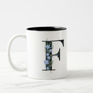 Taza Bicolor F Monograma Clásico Negro y Blanco