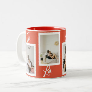 Taza Bicolor Fa La La Latte Navidad Divertido Collage de Fotos