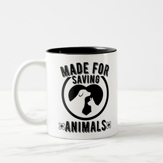 Taza Bicolor Fabricado Para Salvar Animales Vet Tech Veterinari (Izquierda)