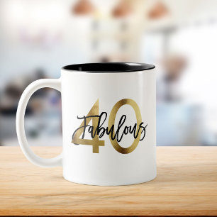 Taza Bicolor Fabuloso 40.º Moda elegante moderna Cumpleaños d