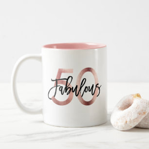 Taza Bicolor Fabuloso 50.º   Aniversario de Oro Moderno Elegant