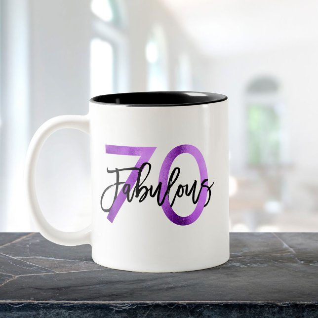 Taza Bicolor Fabuloso 70.º | Aniversario elegante y moderno (Subido por el creador)