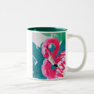 Taza Bicolor Fabuloso Flamingo Bird Tropical Art Mug