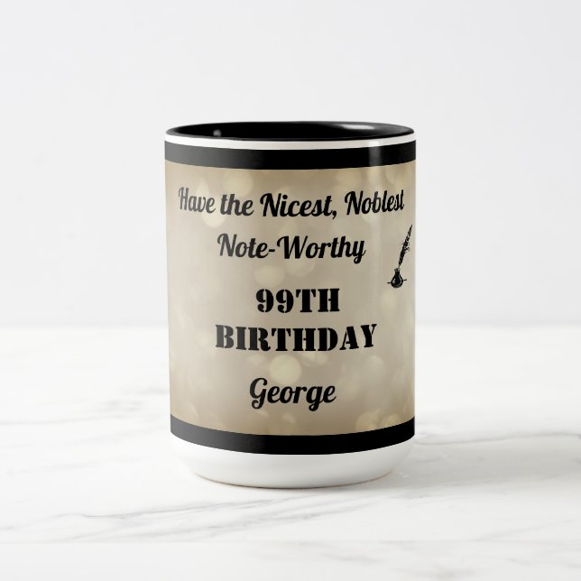 Taza Bicolor Fabuloso Mug de cumpleaños 99 personalizado (Centro)