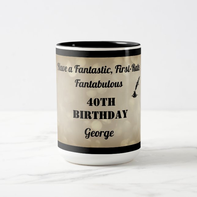 Taza Bicolor Fabuloso Mug de Cumpleaños Personalizado 40 (Centro)