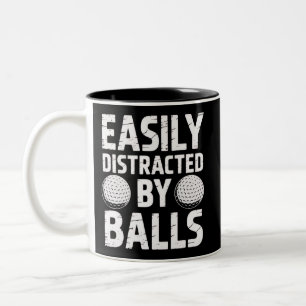 Taza Bicolor Fácilmente Distraído por Pelotas Amante Divertido 