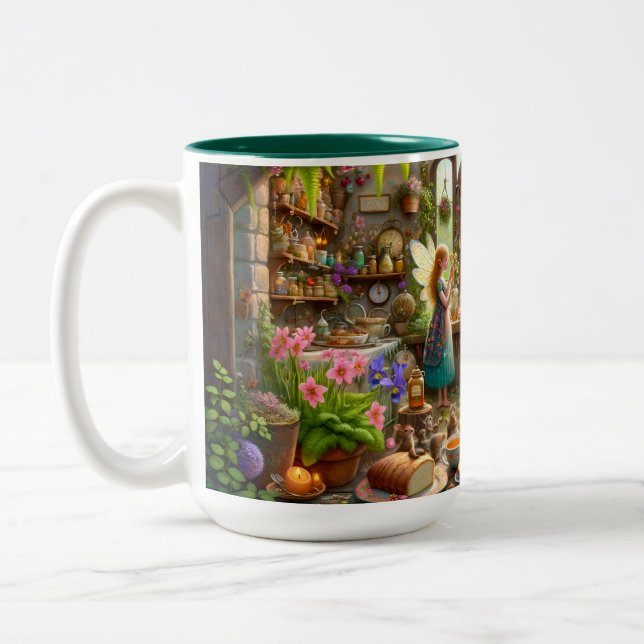 Taza Bicolor Fairy Tea Party Whimsical Kitchen (Izquierda)