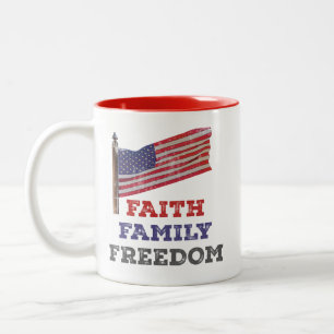 Taza Bicolor Faith Family Freedom