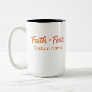 Taza Bicolor Faith > Fear Watercolor Sunrise Motivationa Person